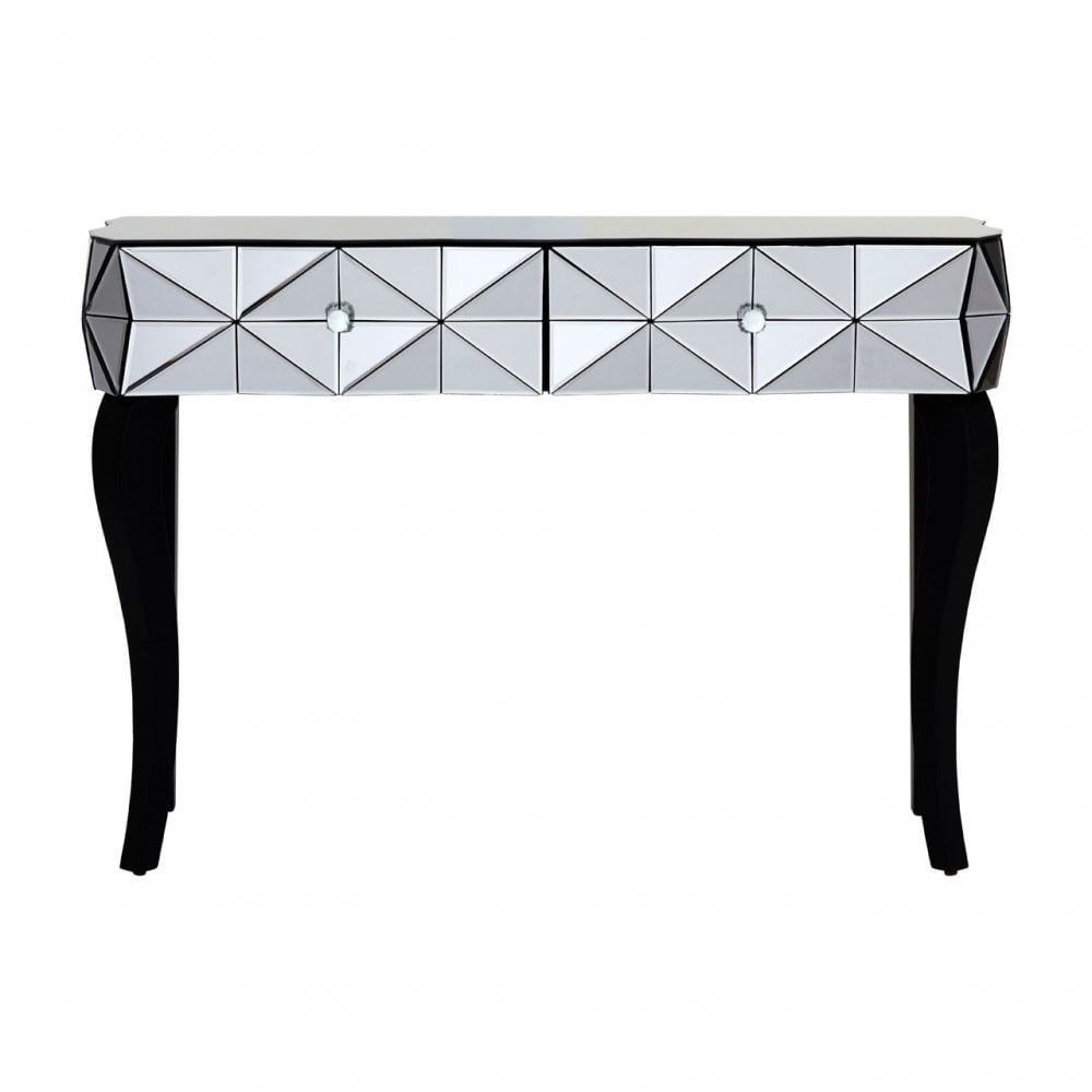 Soho Smoke Glass Console Table, Wood, Mirrored Glass, Wood, Silver