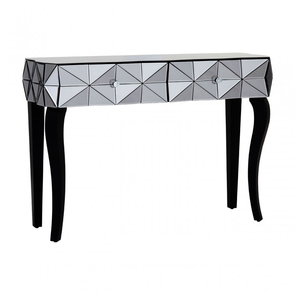 Soho Smoke Glass Console Table, Wood, Mirrored Glass, Wood, Silver