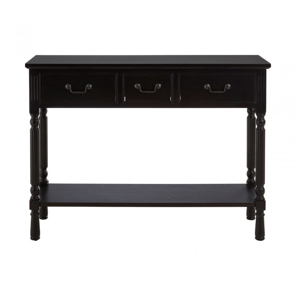 Legacy 3 Drawer Vintage Black Console Table, Wood, Black