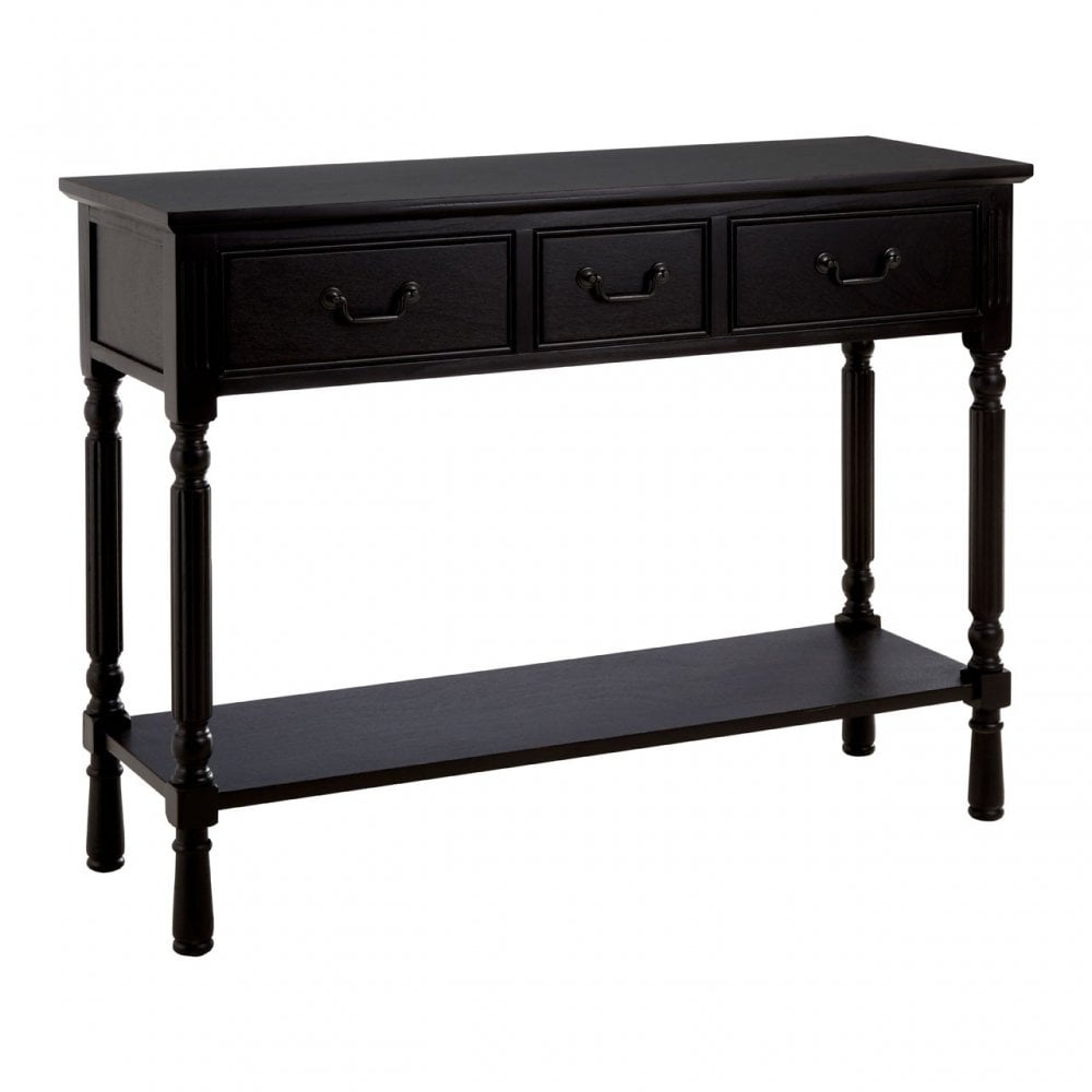 Legacy 3 Drawer Vintage Black Console Table, Wood, Black