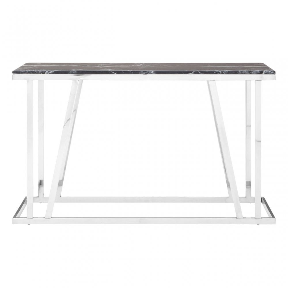 Pantino Console Table with Black Marble Top, Marble, Stainless Steel