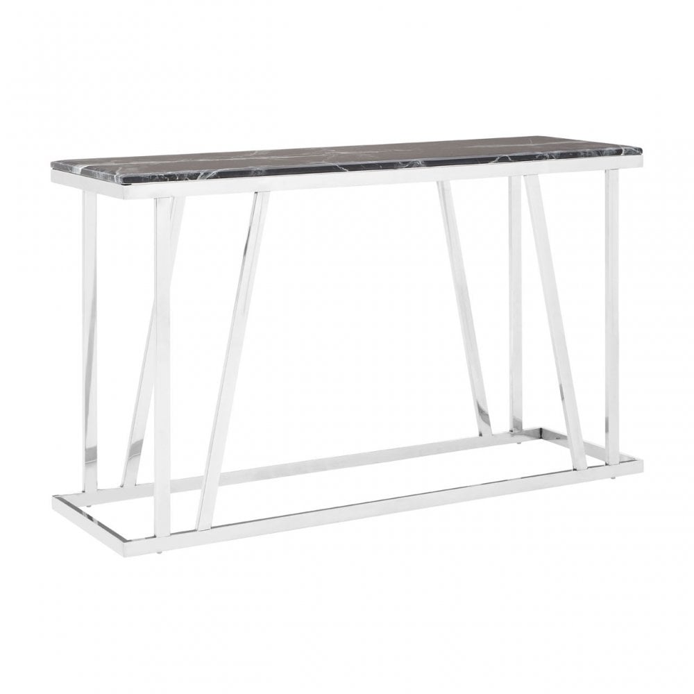 Pantino Console Table with Black Marble Top, Marble, Stainless Steel