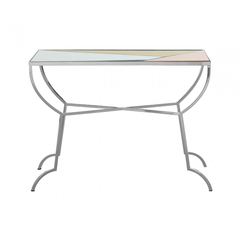 Sudia Console Table, Mirrored Glass, Stainless Steel