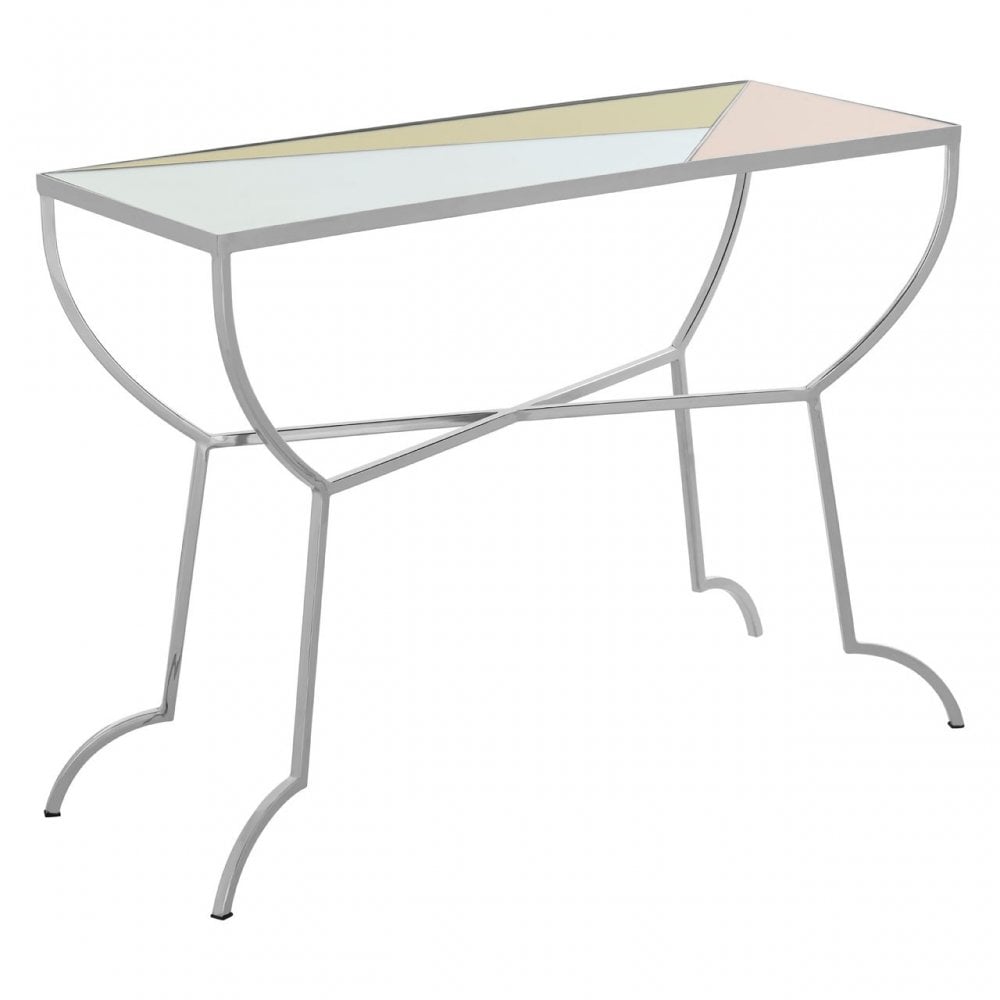 Sudia Console Table, Mirrored Glass, Stainless Steel