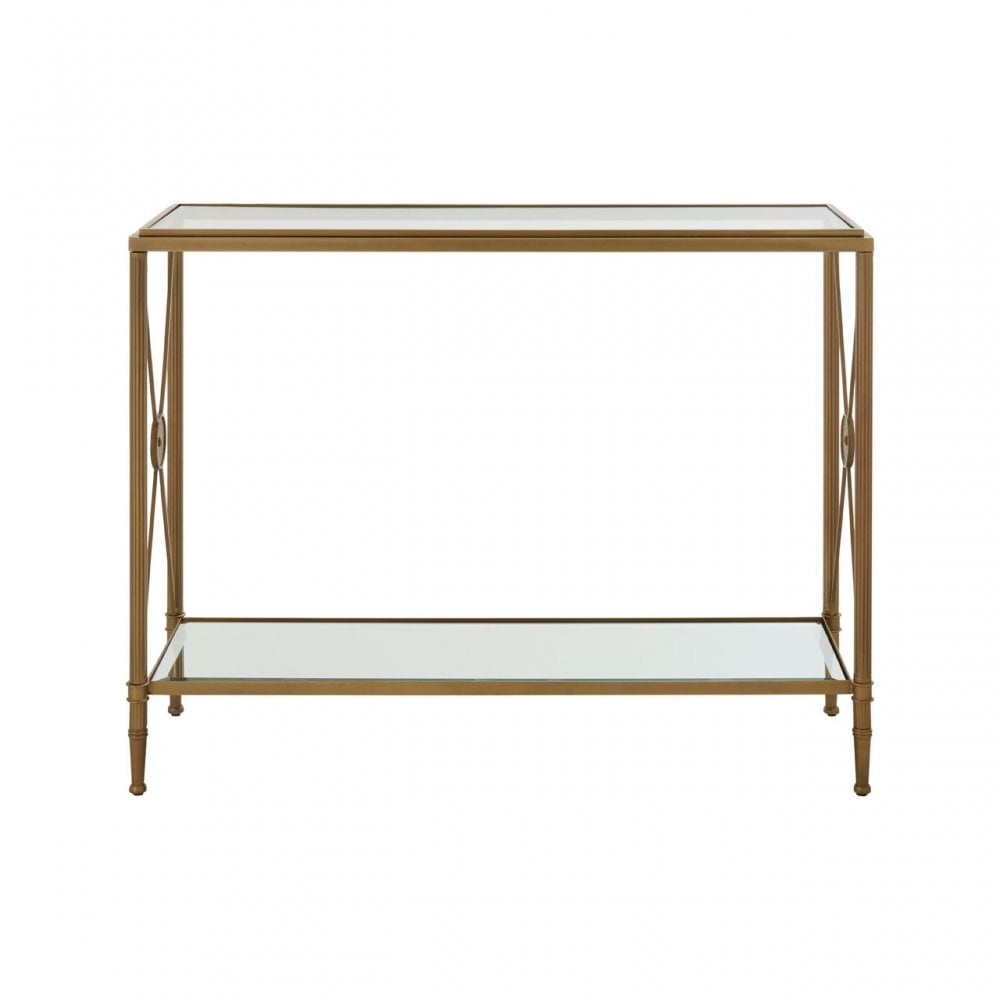 Hushie Console Table, Aluminium, Brass, Glass, Iron, Mirrored Glass, Stainless Steel, Brass