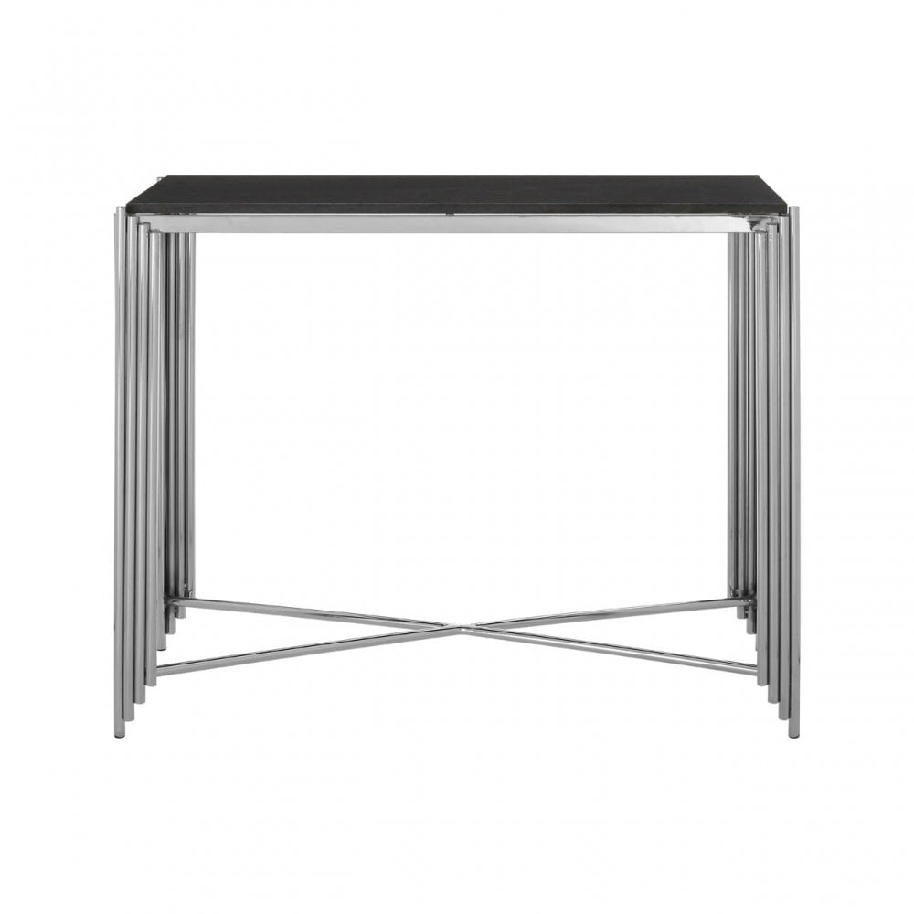 Clarice Console Table, Granite, Stainless Steel, Black