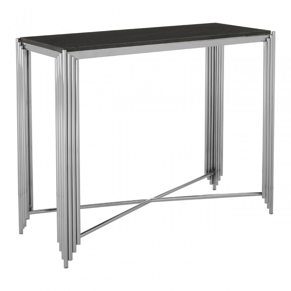 Clarice Console Table, Granite, Stainless Steel, Black