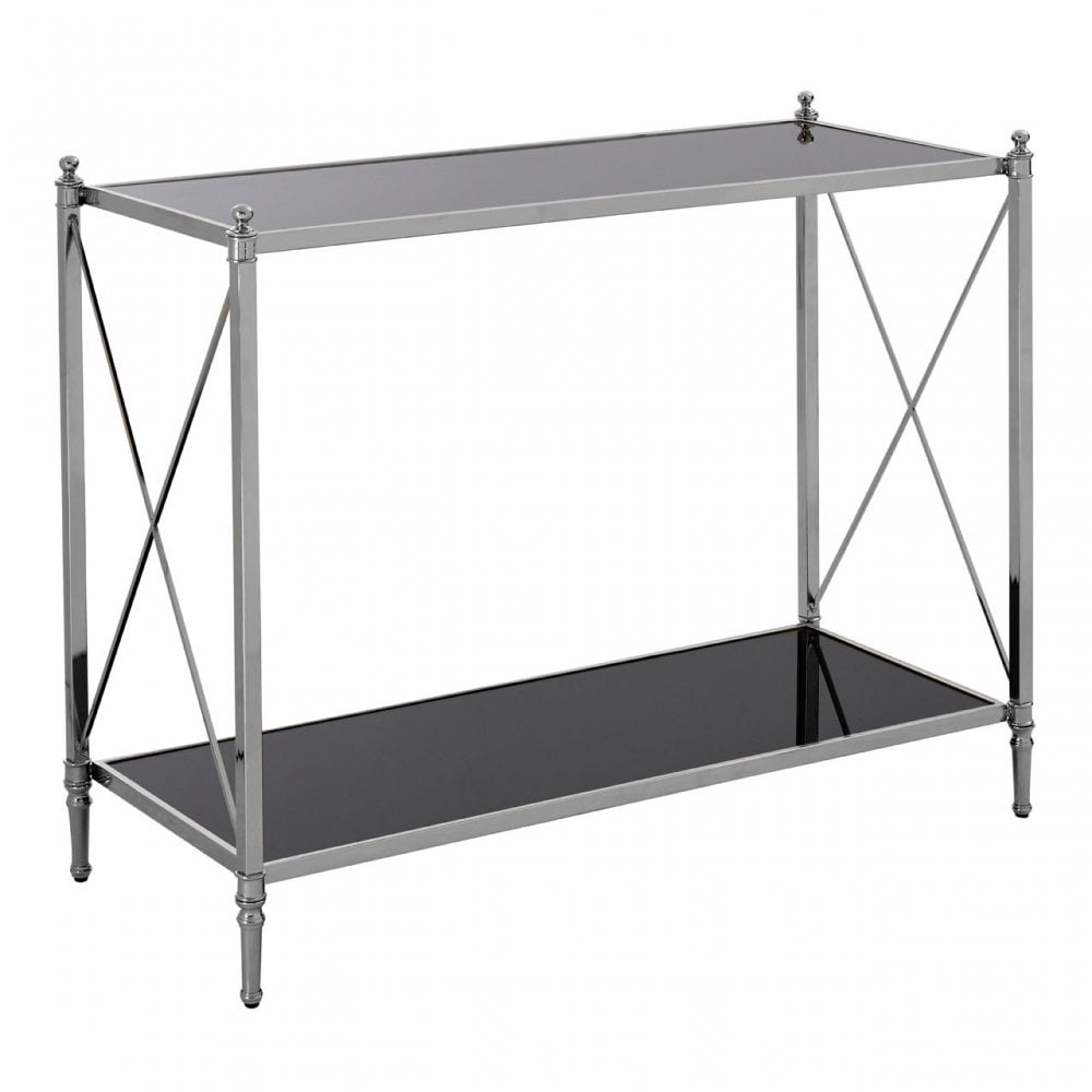 Hoffmann Console Table, Aluminium, Mirrored Glass, Stainless Steel, Black