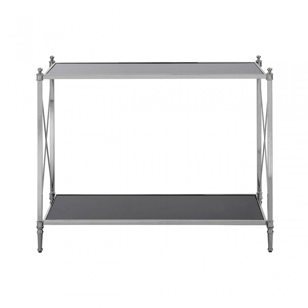 Hoffmann Console Table, Aluminium, Mirrored Glass, Stainless Steel, Black