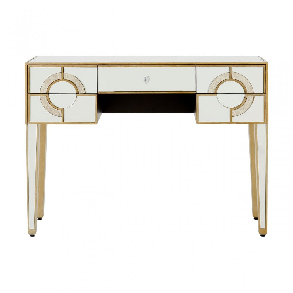 Knigh Console Table, Wood, Mirrored Glass, Silver