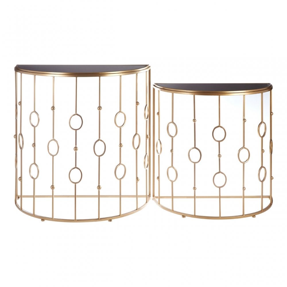 Faiza Art Deco Console Tables, Glass, Gold