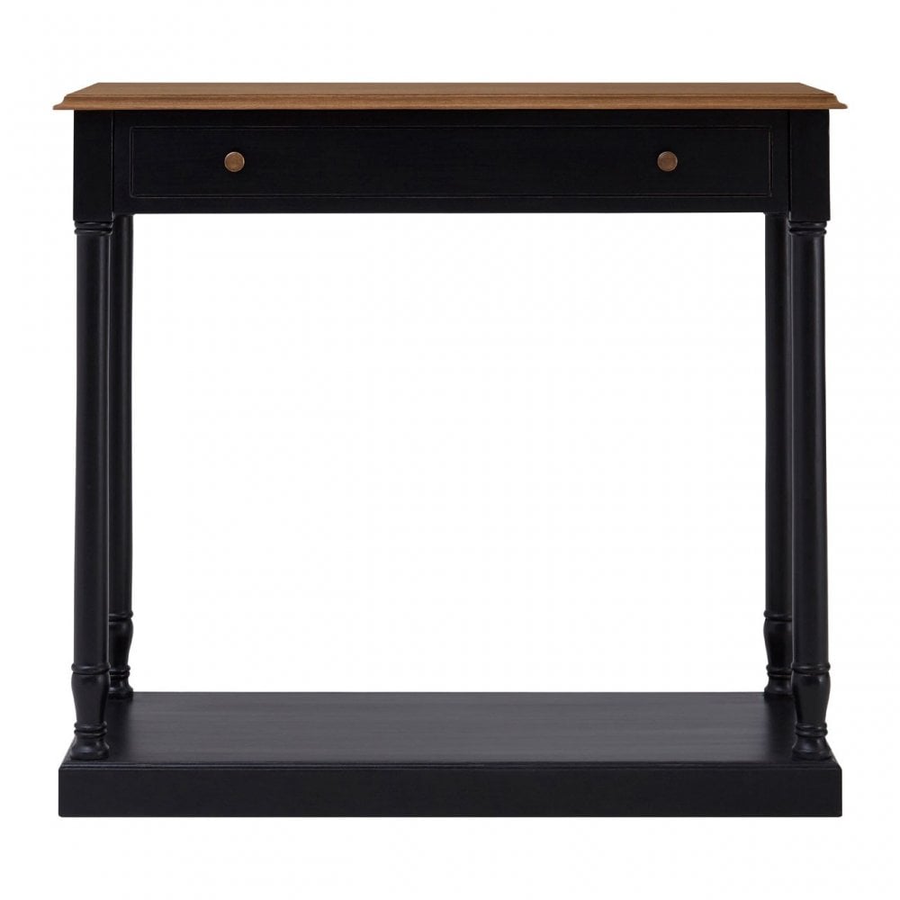 Charles 1 Drawer Black Console Table, Bayur Wood, Mindi Veneer, Black