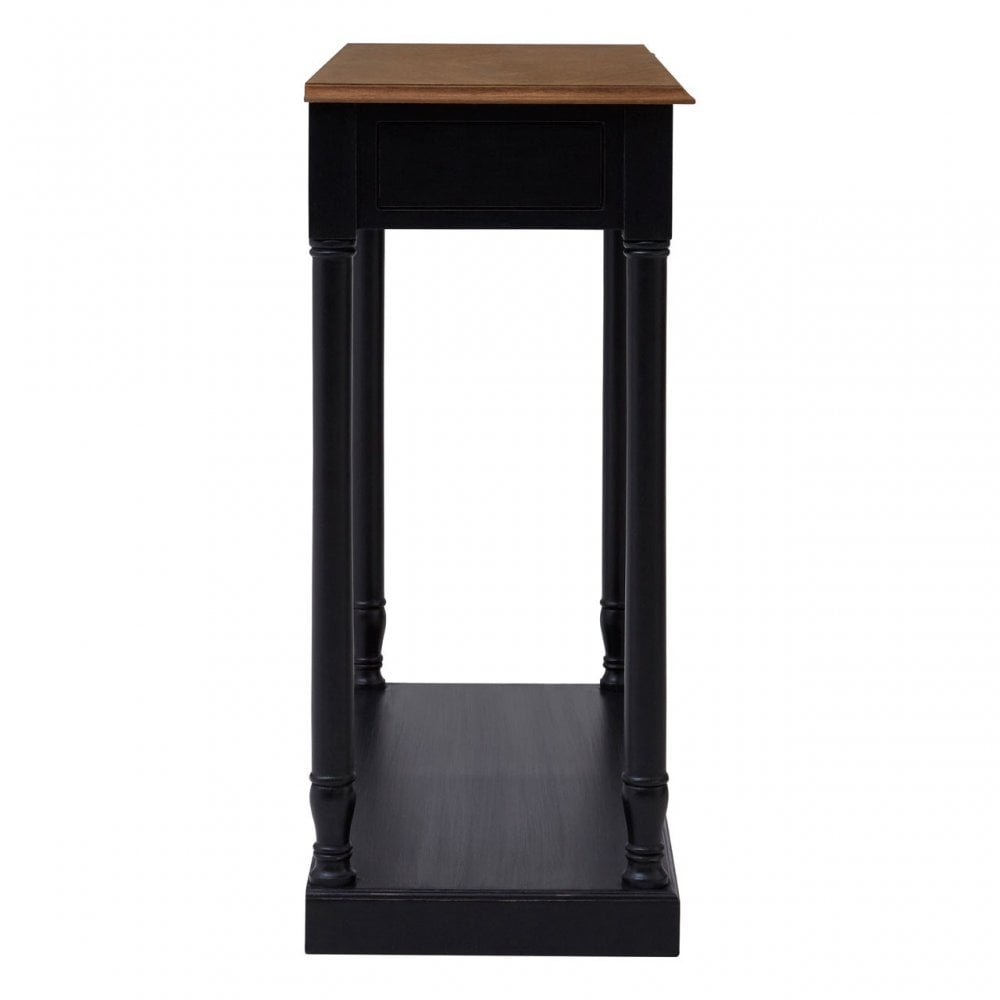 Charles 1 Drawer Black Console Table, Bayur Wood, Mindi Veneer, Black