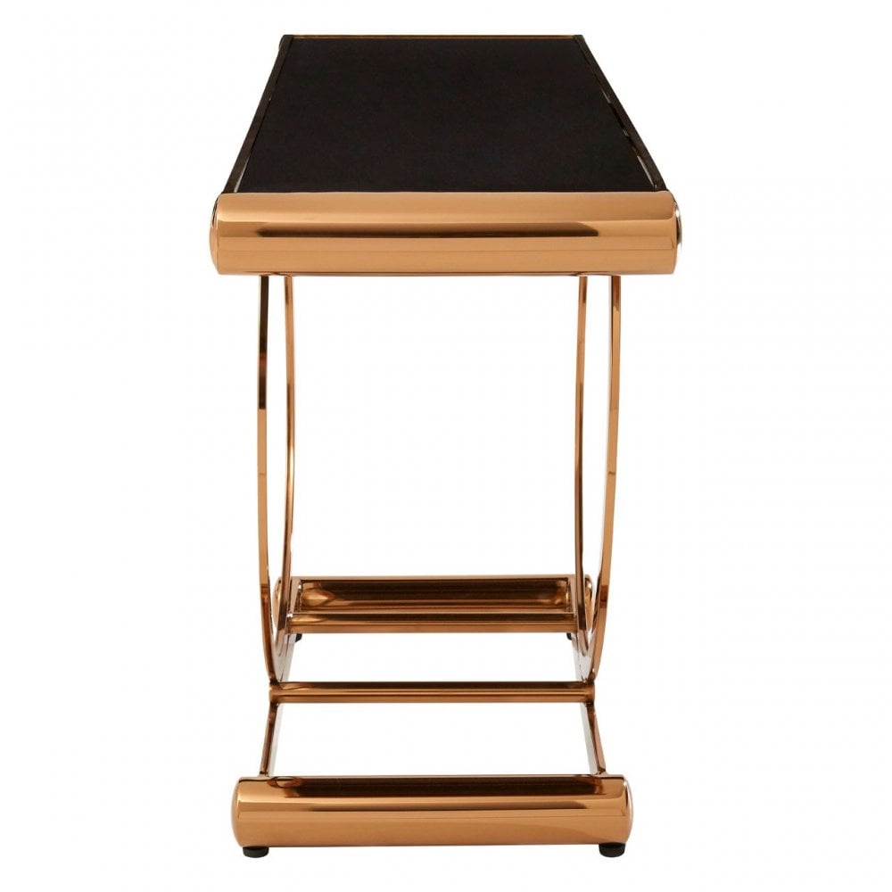 Novara Rose Gold Console Table, Stainless Steel, Glass, Rose Gold