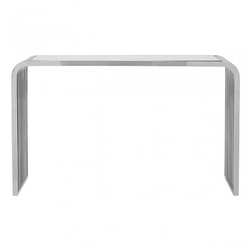 Chiqui Console Table, Stainless Steel, Glass, Silver