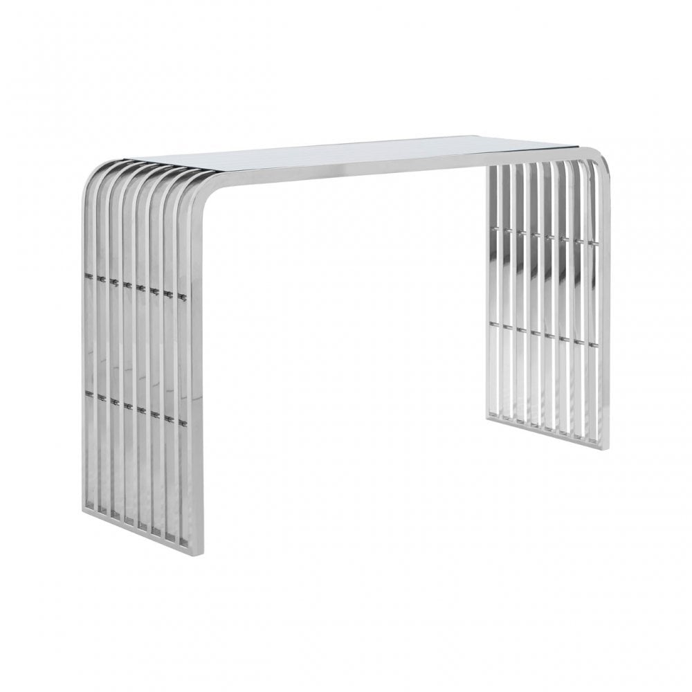 Chiqui Console Table, Stainless Steel, Glass, Silver