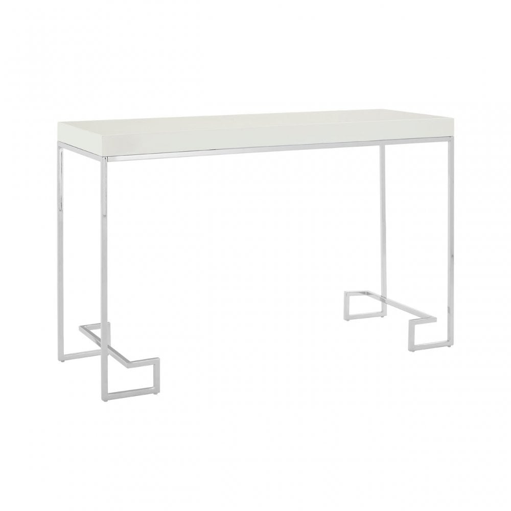 Enrich Chrome / Rectangular Console Table, Wood, White