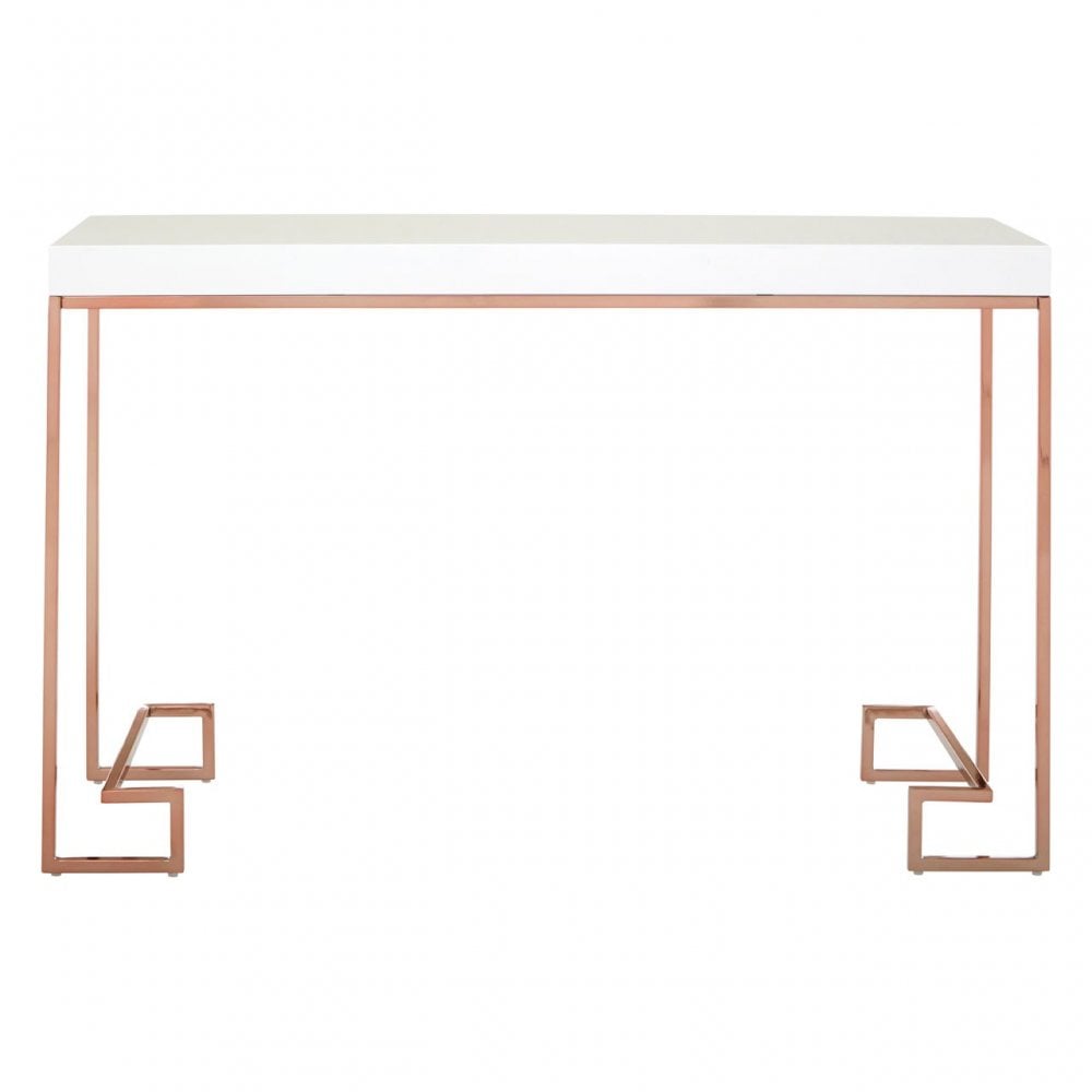 Enrich Console Table with Rose Gold Legs, Wood, Rose Gold