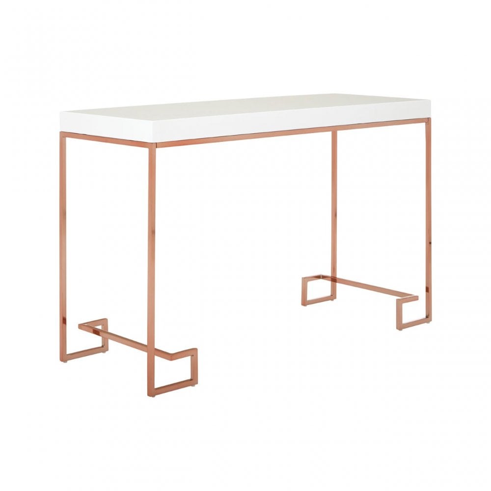 Enrich Console Table with Rose Gold Legs, Wood, Rose Gold