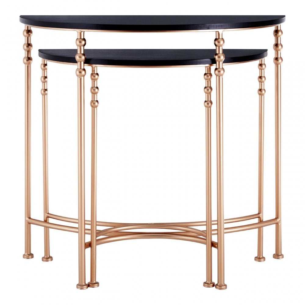 Lexa Half Round Console Tables, Iron, Black