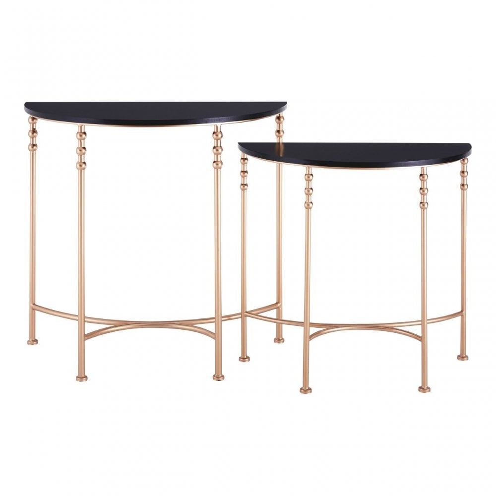 Lexa Half Round Console Tables, Iron, Black