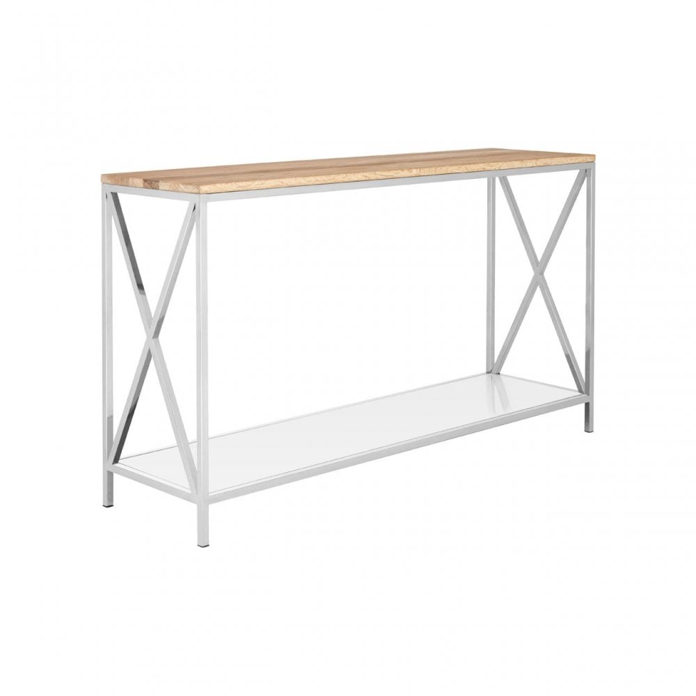 Chiswick Console Table, Oak Wood, Stainless Steel