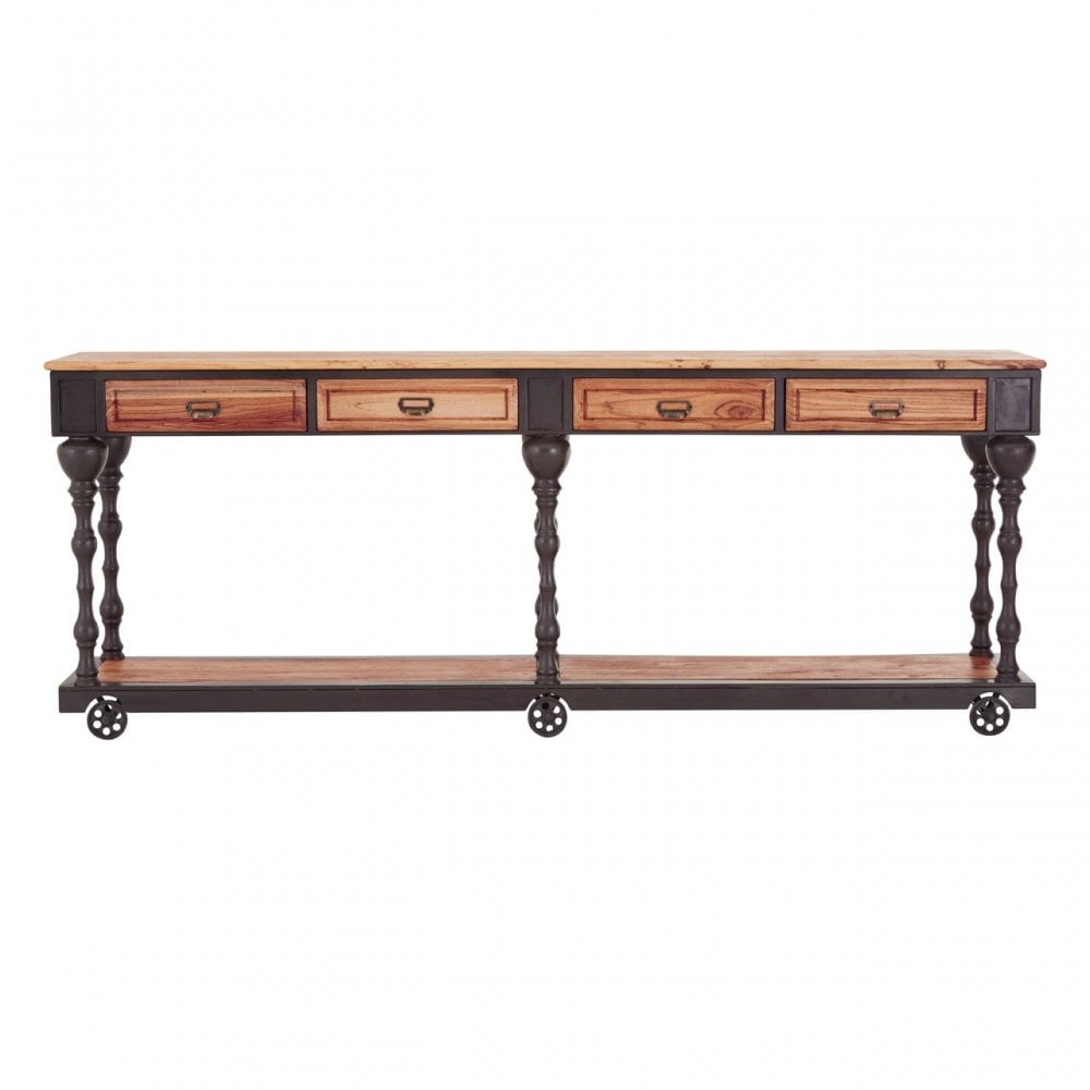 Ranch Foundry Style Console Table, Elm Wood