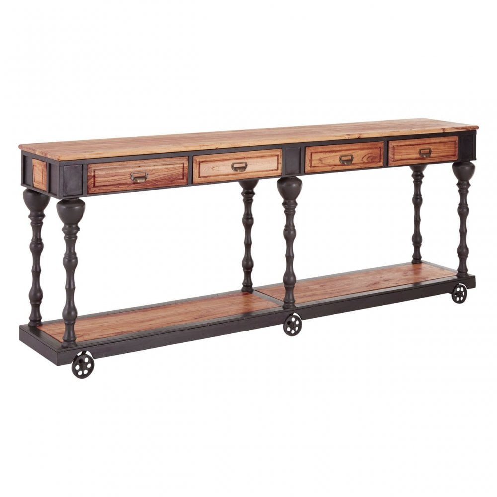 Ranch Foundry Style Console Table, Elm Wood