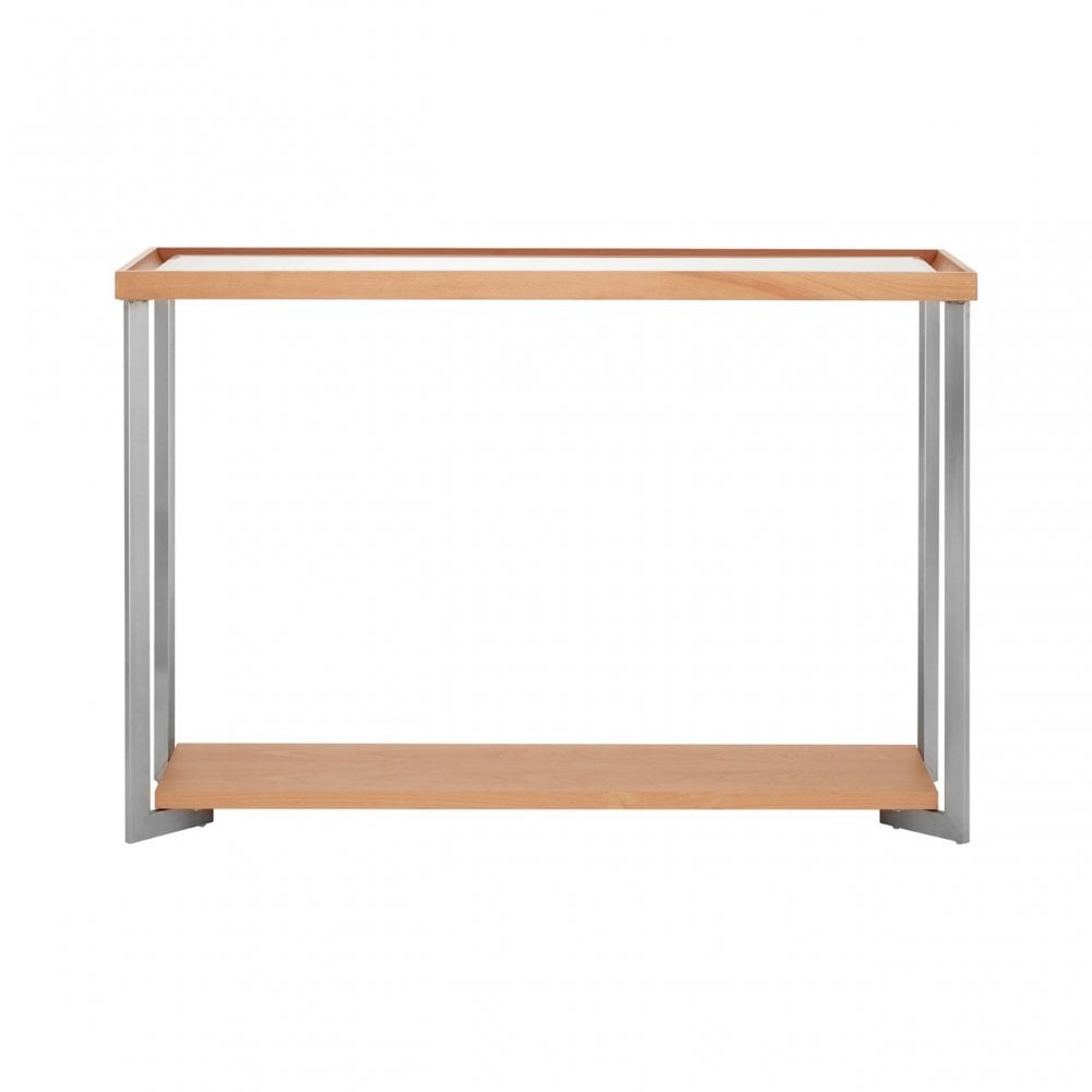 Tuskin Console Table, Beechwood, Mirrored Glass, Natural