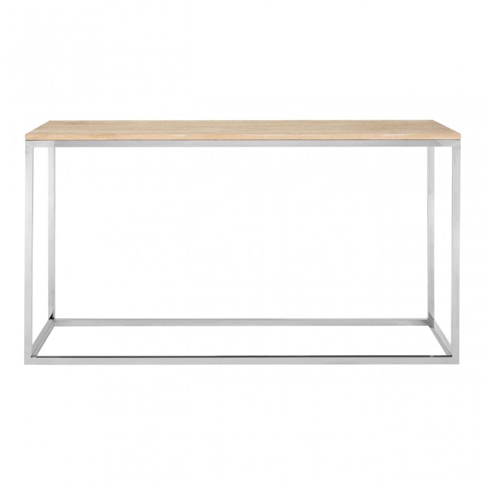 Townhouse Console Table, Oak Wood, Stainless Steel, Natural