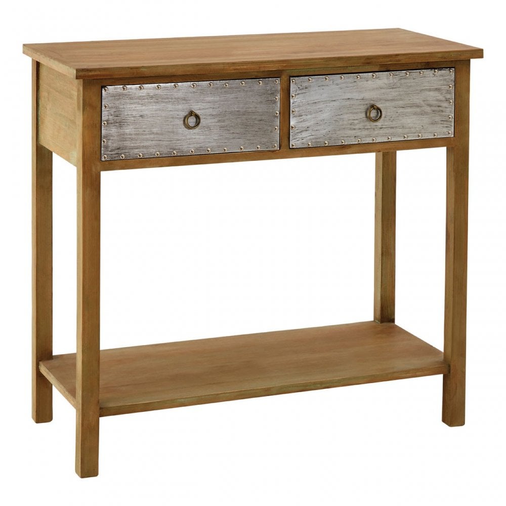 Shoreditch Console Table, Aluminium, Fir Wood, Natural