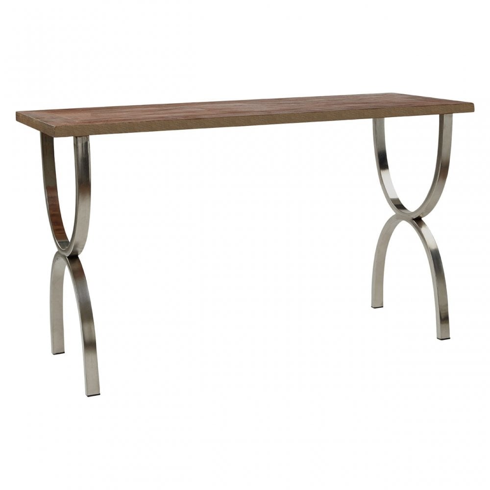 Greenwich Console Table, Fir Wood, Stainless Steel, Natural