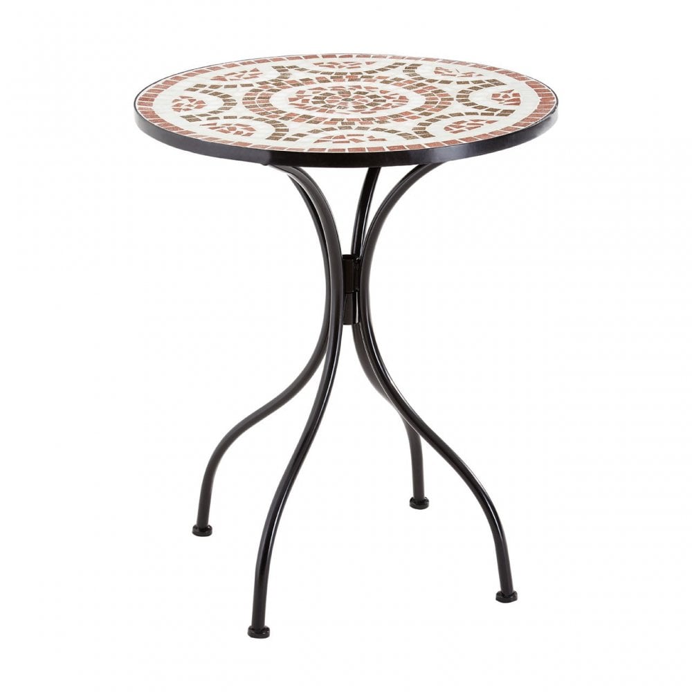 Stona Terracotta / Brown Mosaic Table Set, Ceramic, Wrought Iron, Red