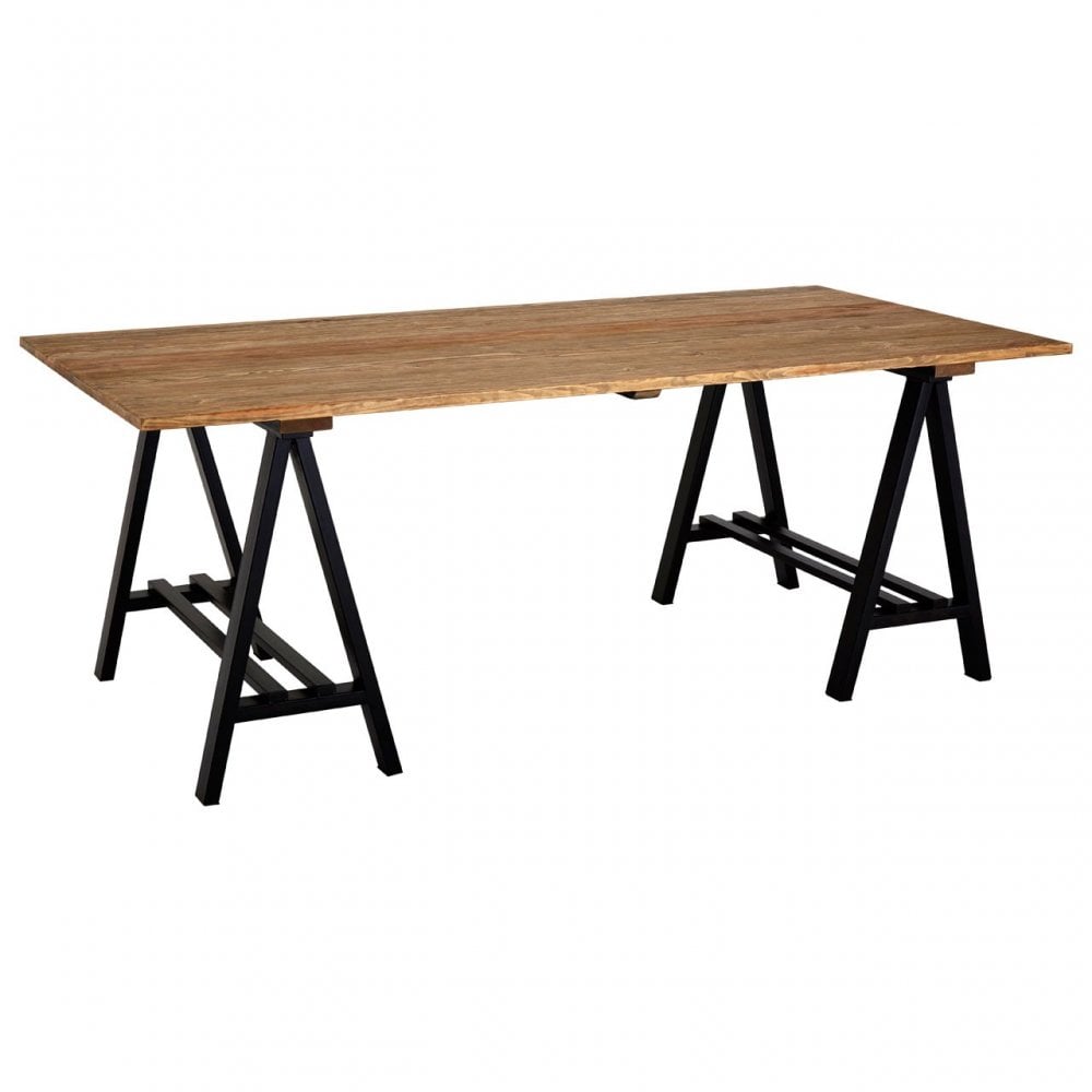 Townhouse Dining Table, Iron, Pine Wood