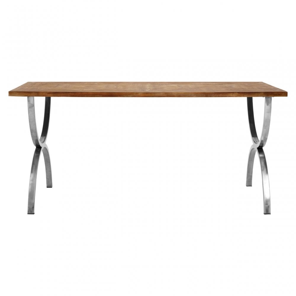 Greenwich Dining Table, Fir Wood, Stainless Steel, Natural