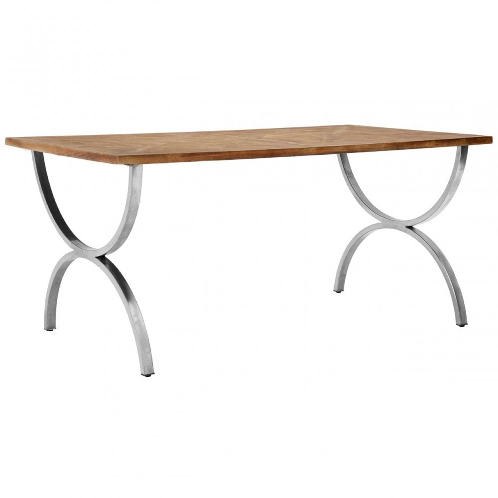 Greenwich Dining Table, Fir Wood, Stainless Steel, Natural