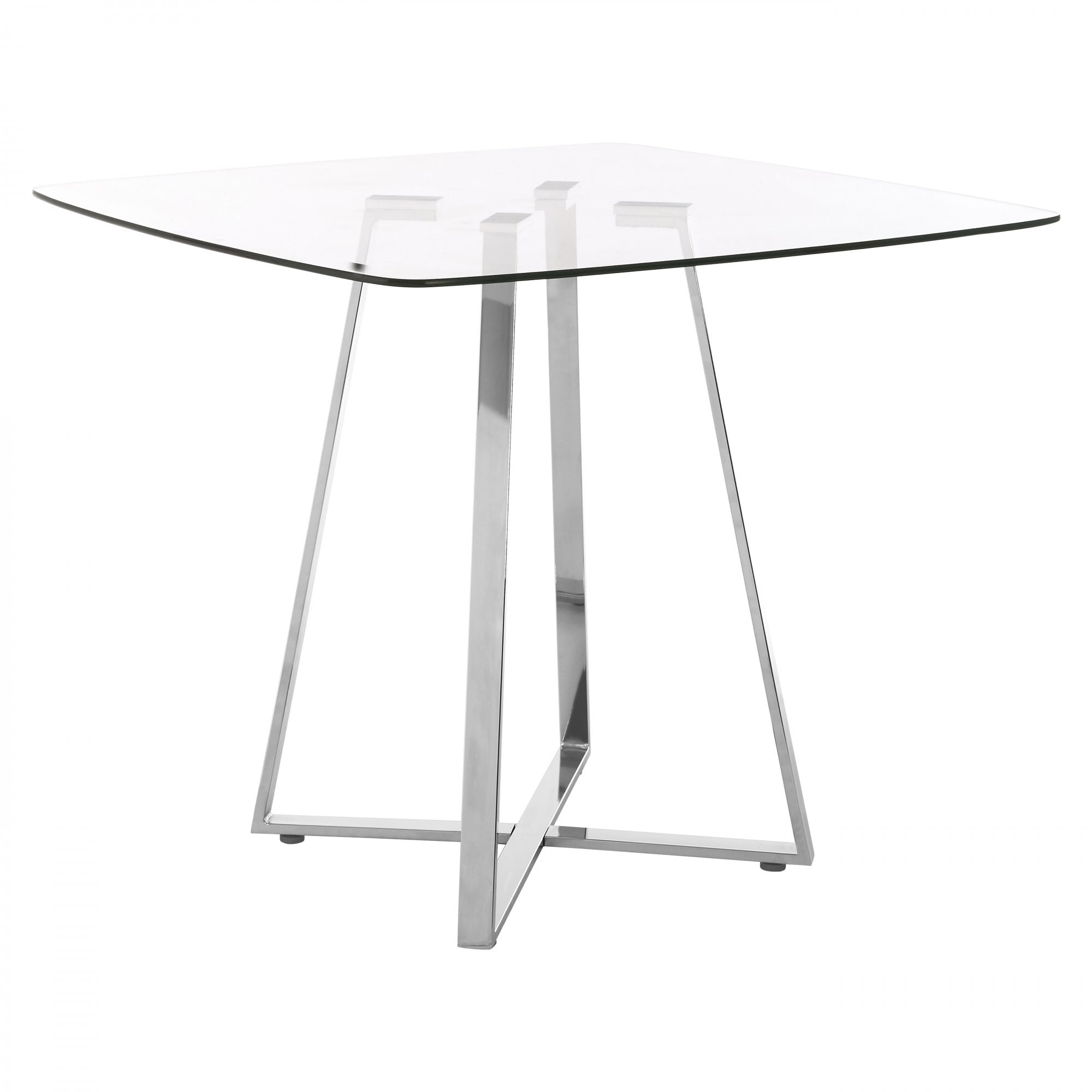 Metropolitan Dining Table, Chrome, Glass, Clear