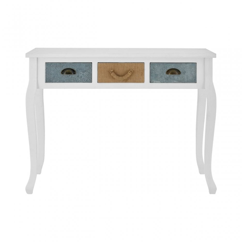 Weymouth Console Table, Hemp Rope, Pine Wood, White