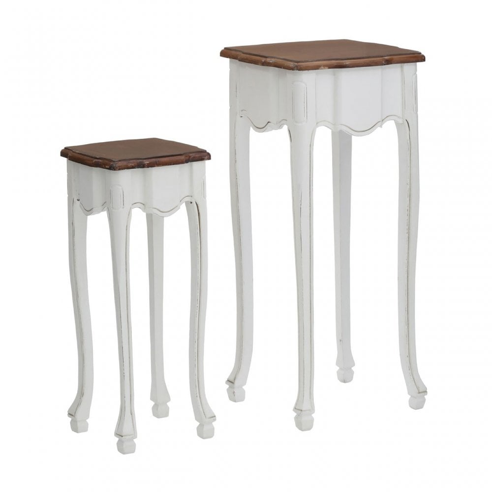 Serena Set of 2 Accent Tables, Wood, Paulownia Wood, White