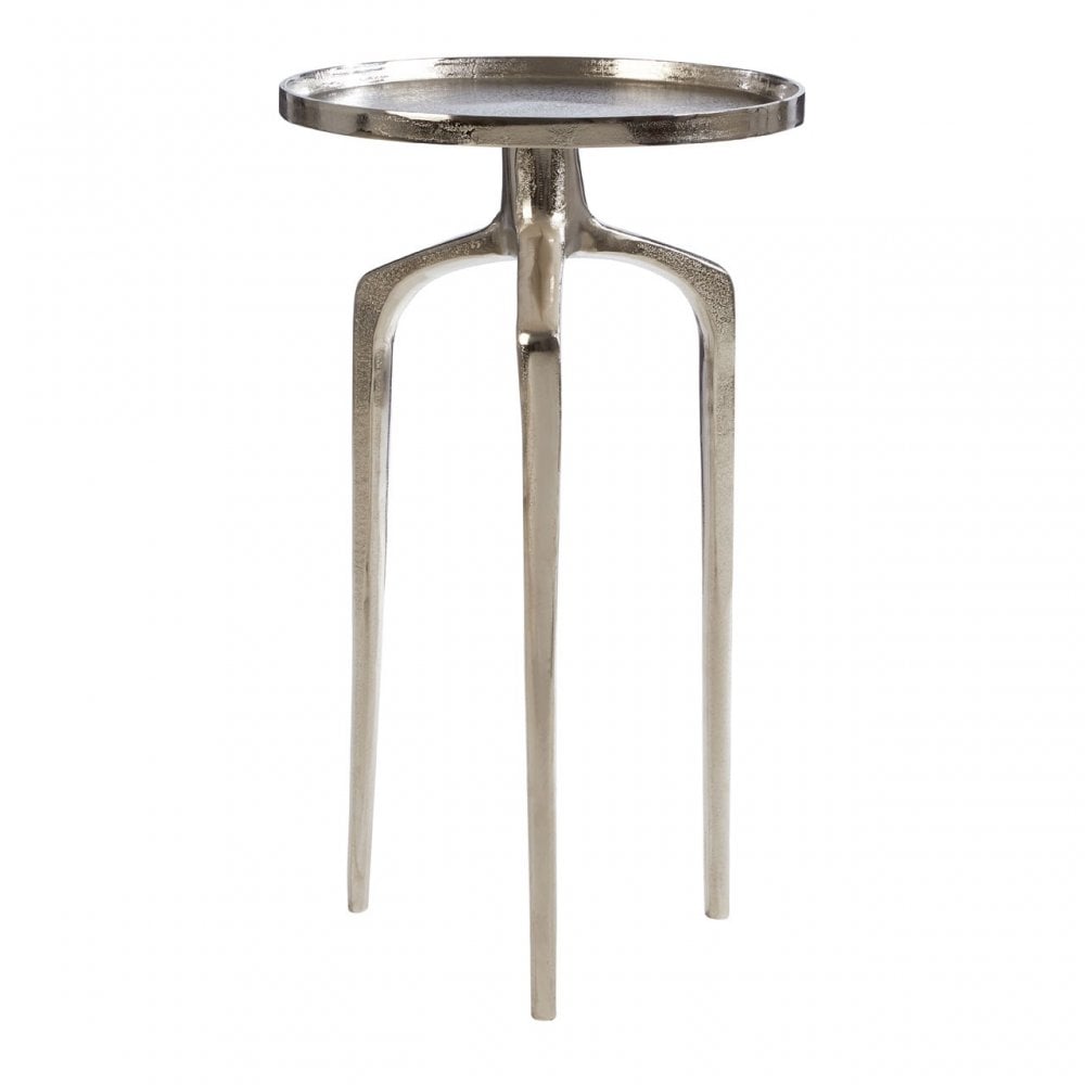 Diren Rough Nickel Finish Side Table, Aluminium, Silver