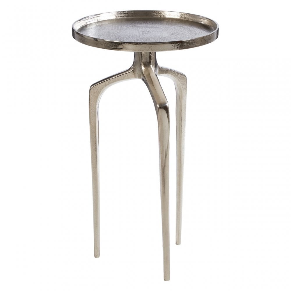 Diren Rough Nickel Finish Side Table, Aluminium, Silver