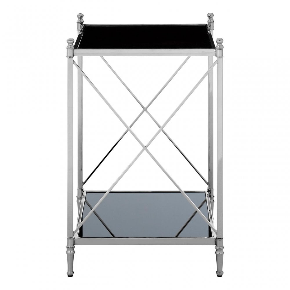 Hoffmann Side Table, Aluminium, Mirrored Glass, Stainless Steel, Black