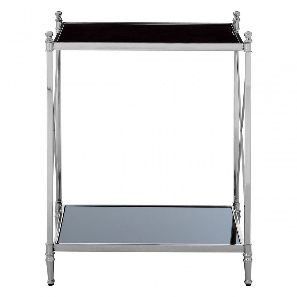 Hoffmann Side Table, Aluminium, Mirrored Glass, Stainless Steel, Black