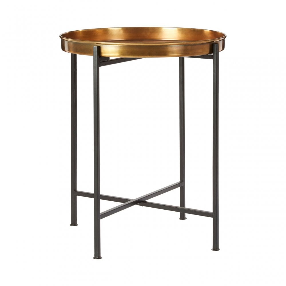 Hege Small Brass and Black Finish Side Table, Metal, Black