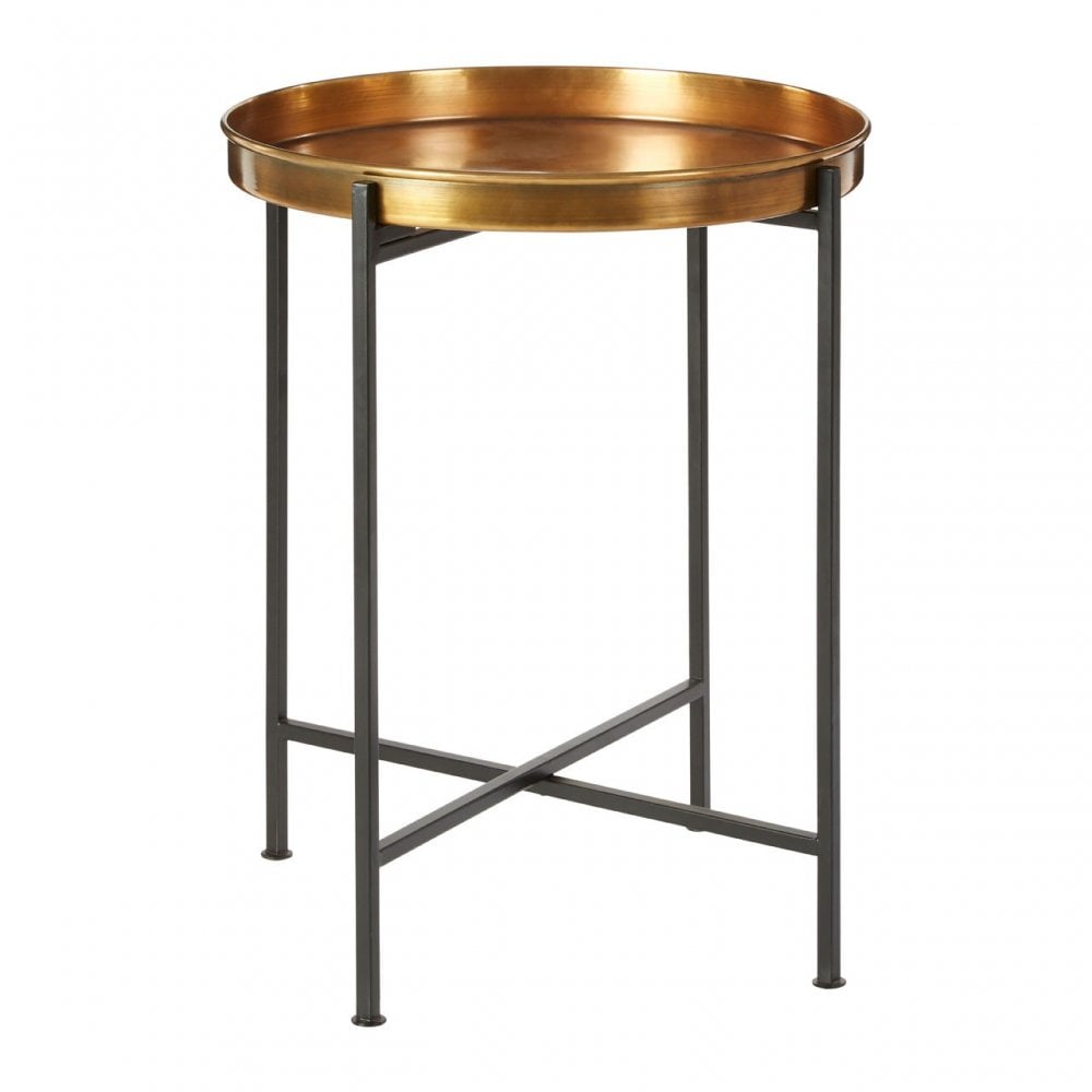 Hege Small Brass and Black Finish Side Table, Metal, Black