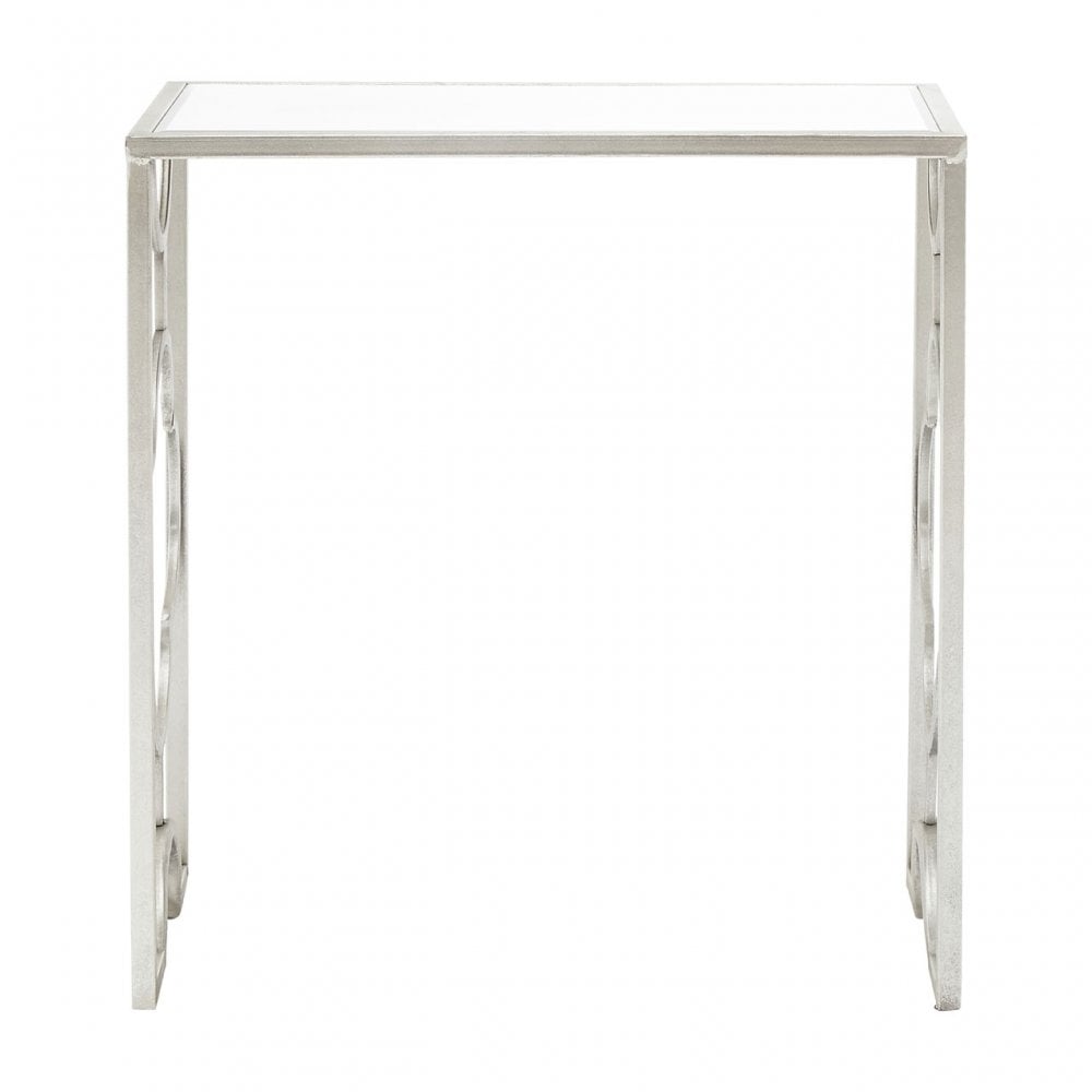 Merlin Silver Leaf Side Tables Ã¢‚¬€Œ Set of 2, Iron, Mirrored Glass, Silver