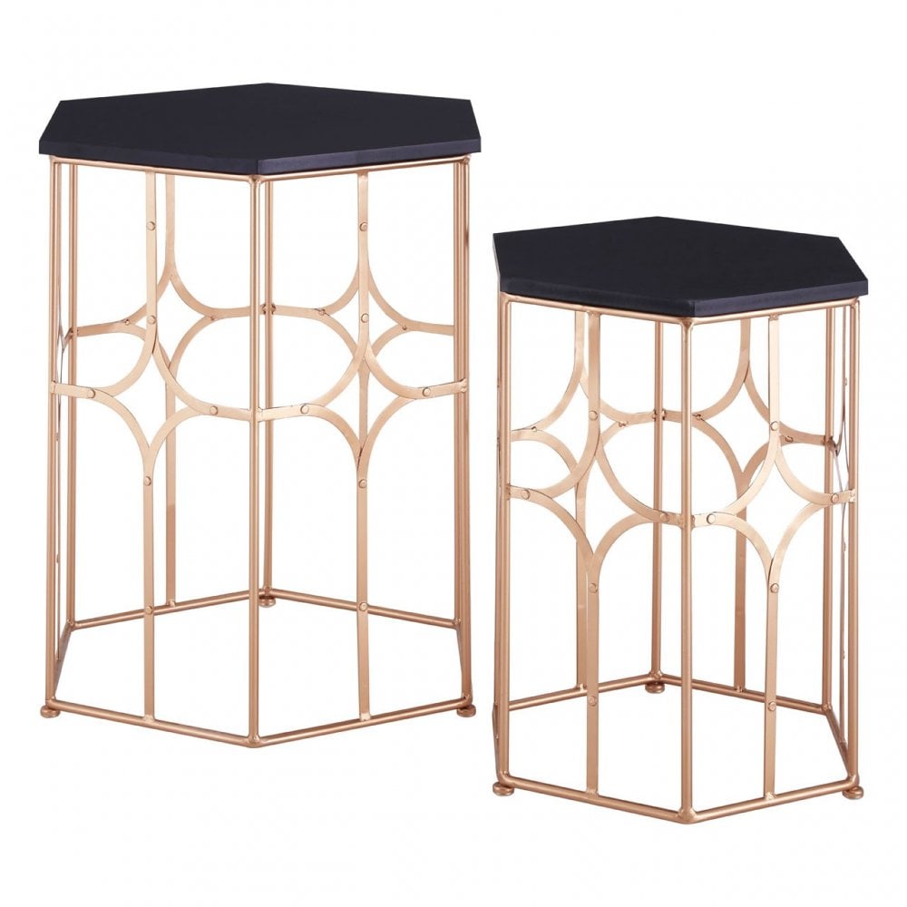 Lexa Side Tables, Iron, Gold