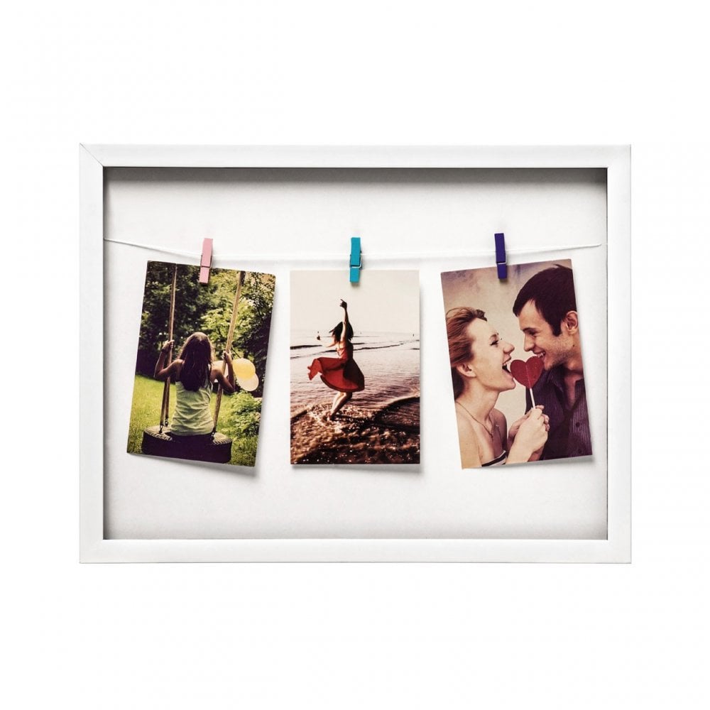 Washing Line Photo Frame, Glass, White