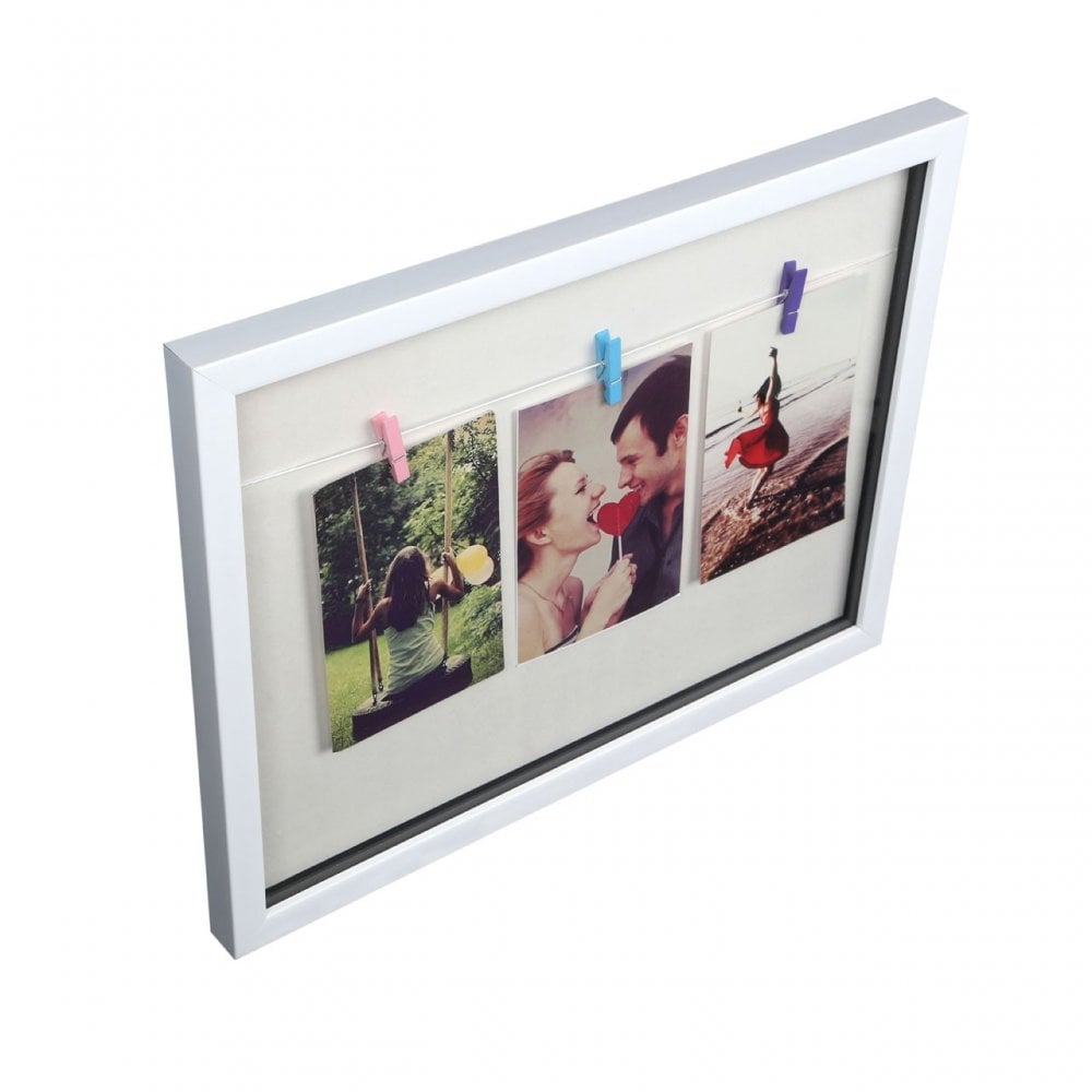 Washing Line Photo Frame, Glass, White