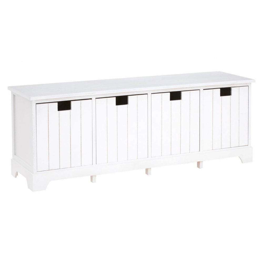 Fubb Drawer Bench, Paulownia Wood, White